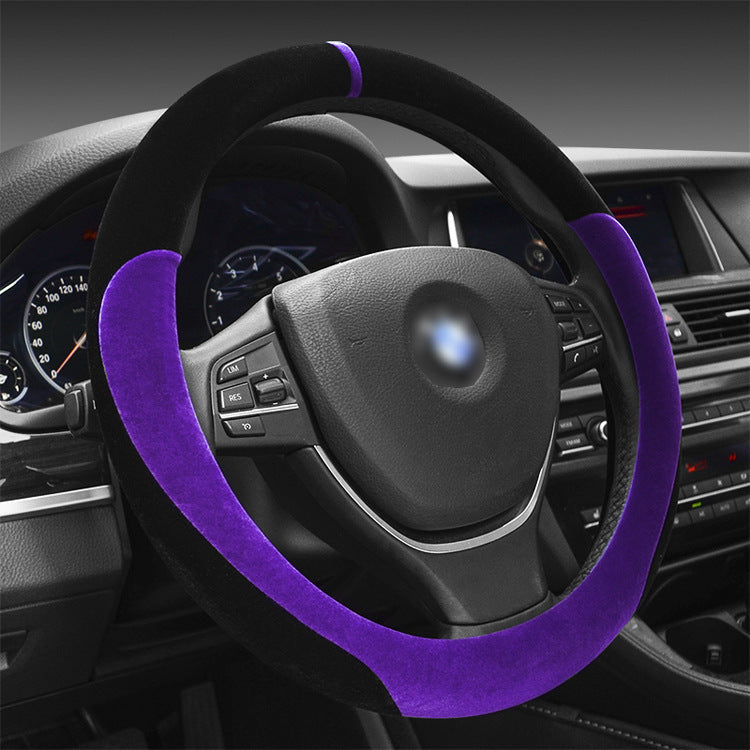 Winter short plush flocking steering wheel cover