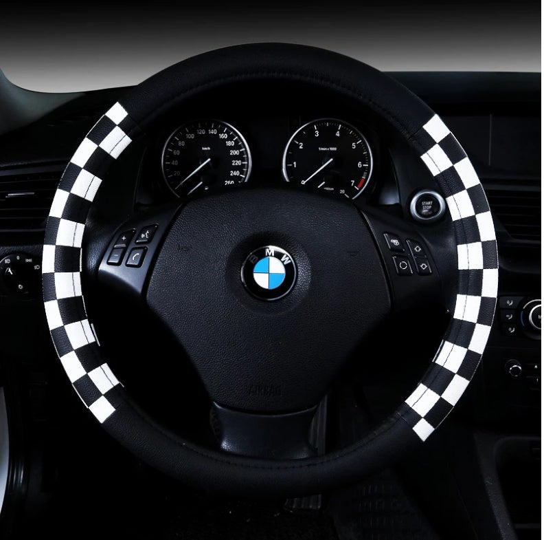 New Plaid Leather Steering Wheel Cover