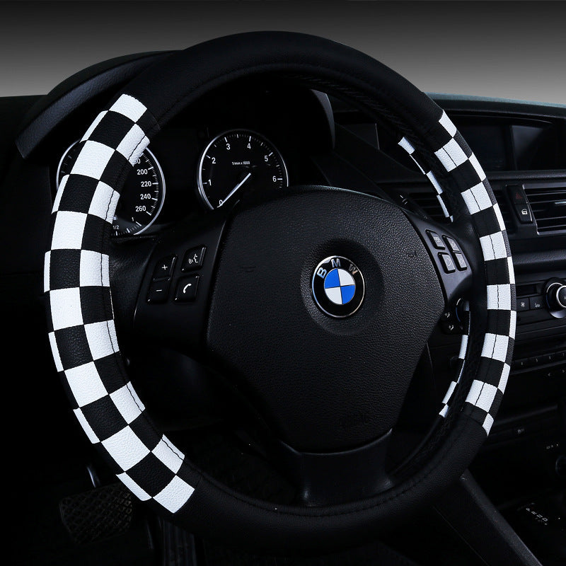 New Plaid Leather Steering Wheel Cover