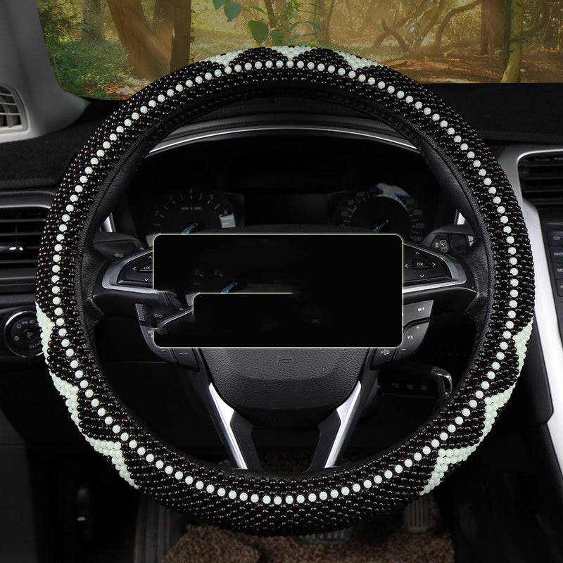 Small Card Light Wooden Bead Steering Wheel Cover